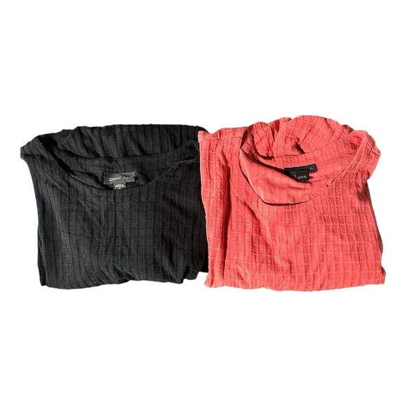 Bundle Of 2 J. Jill Wearever Collection Top Size MT Pink Black Waffle Textured‎ - Picture 1 of 10